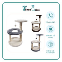 Nhà cây cho mèo 3 tầng tròn kết hợp trụ cào móng phối màu xinh xắn CT00053