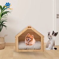 Nhà Cho Chó Mèo Gỗ Cao Cấp - Miễn Phí Khắc Tên - Chuồng Mèo Đẹp Thiết Kế Cửa Ngang  | Hàng Xuất Khẩu