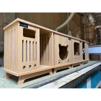 Nhà cho mèo, chuồng mèo gỗ giá rẻ mẫu cửa ngang, thiết kế hiện đại, di chuyển linh hoạt
