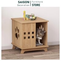 Nhà cho mèo, chuồng mèo gỗ giá rẻ mẫu cửa đứng, thiết kế hiện đại, di chuyển linh hoạt – SGP206