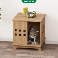 Nhà cho mèo, chuồng mèo gỗ giá rẻ mẫu cửa đứng, thiết kế hiện đại, di chuyển linh hoạt (không kèm đệm) – GP206