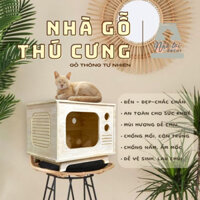 Nhà (chuồng) gỗ cho Chó Mèo bằng gỗ Thông tự nhiên - Vintage - M01 - nhà mèo gỗ thông