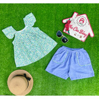 Nhà của Bống - Bộ 2 dây bé gái phối áo cotton hoa tay cánh tiên size 9 - 34 kg