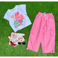 Nhà của Bống - Set jogger kaki bé gái áo Baby three (14 - 55 kg)