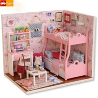 Nhà Đồ Chơi Búp Bê Láp Ráp Có Đèn