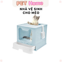 Nhà Đựng Cát Vệ Sinh Cho Chó Mèo Hình Vuông Có Cửa Lớn