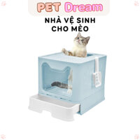 Nhà Đựng Cát Vệ Sinh Cho Chó Mèo Hình Vuông Có Cửa Lớn