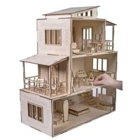 Nhà Gỗ 3 Tầng Kích Thước Lớn Đầy Đủ Chi Tiết và nội thất, Đồ Chơi Lắp Ráp Mô Hình 3D Bằng Gỗ