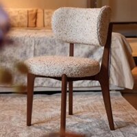 Nhà gỗ sáp trắng ghế tựa lưng cổ điển ghế ăn tối giản quán cà phê nhà hàng ghế trang điểm