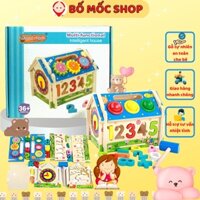 Nhà Gỗ Thả Số Đập Bóng 3 Trong 1 Cho Bé BoMocShop Đồ Chơi Gỗ Thông Minh Nhà Đập Bóng Giúp Bé Phát Triển Trí Tuệ