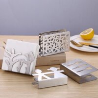 Nhà Hàng Phương Tây Khách Sạn Khăn Ăn Giá Đỡ Khăn Giấy Thép Không Gỉ Vuông Khăn Bàn Bàn Trà Nhà Hàng Dọc Khăn Giấy Đựng