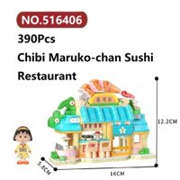 ✨Nhà hàng Sushi Chibi Maruko-chan Đồ Chơi Lắp Ráp Mô Hình 390Chi Tiết Wekki Xây Nhà Lắp Ghép Xếp Hình