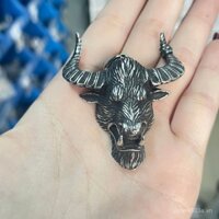 Nhà máy khuyến mại, chuông gió có sẵn, mặt dây chuyền cá nhân hóa, hình đầu bò nổi bật, chất liệu thép titan, dropshipping một mảnh