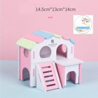 Nhà ngủ gỗ cầu vồng 2 tầng cho Hamster