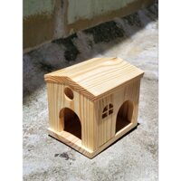 Nhà Ngủ Gỗ Cho Hamster, Gác Lửng Chữ L, Thang 3 bậc, HiBi Home