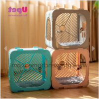 Nhà Nhựa cho Mèo có Kèm đệm và đồ chơi Giải Trí - Giao màu ngẫu nhên