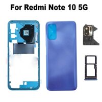 Nhà Ở Đầy Đủ Cho Xiaomi Redmi Note 10 5G Lưng Pin Phía Sau Ốp điện thoại Giữa Có Nút Âm Lượng Camera Ống Kính Kính Sim Khay