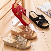 Nhà Phòng Tắm Dép Nhựa Nữ Đế Dày Mẹ Chống Trơn Trượt Đi Biển Thời Trang Ngoài Trời Mặc Trong Nhà Tăng Chiều Cao