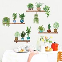 Nhà sản xuất mới, nguồn bán buôn, cây lá xanh trong chậu, giỏ treo, nhãn dán tường Bắc Âu, trang trí phòng trẻ em, phòng khách, phòng ngủ 27