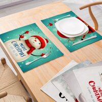 Nhà Sống Placemat Giáng Sinh Vải Lanh Cotton Placemat Hoạt Hình In Series Bàn Ăn Đệm Nhà Bếp Đồ Dùng Cách Nhiệt Phong Cách Phương Tây Placemat