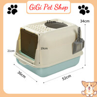 Nhà vệ sinh kín cửa thông hơi khay chậu cát vệ sinh cho mèo size lớn nhựa cao cấp tặng kèm xẻng xúc cát - GiGi Pet ĐN