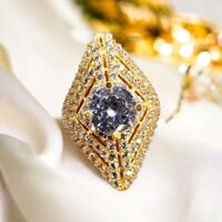 nhẫn 1 hột chấu cao đá tấm kết hình thoi, nhẫn trang sức nữ đẹp. nhẫn xi mạ vàng 18k.