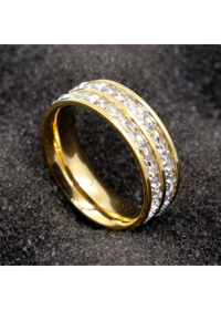 Nhẫn 2 Hàng Xoàn Titan Không Đen TT 523 - Vàng - 7