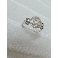 Nhẫn 3 đồng tiền bạc xi bạch kim cao cấp ( đai ôm đá tấm trắng )