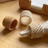 Nhẫn ăn uống nhà hàng dệt bằng mây handmade mùa thu, nhẫn vải handmade, nhẫn khăn vuông