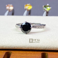 Nhẫn bạc 4 chấu đá sapphire đen | Bạc S925 | Freesize | HemiSilver