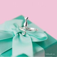 Nhẫn bạc 925 hình mèo cho phụ nữ, phong cách Hàn Quốc, nhẫn mèo nhỏ ngọt ngào, nhẫn điều chỉnh cho phụ nữ