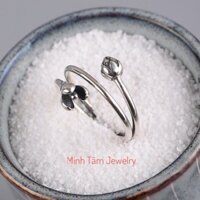 Nhẫn bạc 925 hoa sen nhuỵ vòng xoắn, nhẫn hoa sen Phật giáo bạc thái 925-Minh Tâm Jewelry