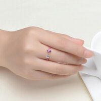 Nhẫn bạc 925 mạ vàng hồng đá topaz - amethyst tear drop phong thủy may mắn Udumbara