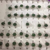 Nhẫn bạc 925 mặt Ngọc phỉ Thuý xanh