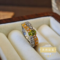 Nhẫn Bạc 925 Nhẫn Peridot Nữ Thiết Kế Siêu Nhấp Nháy Tinh Tế Nhẫn Hai Lớp Phải Có Cho Vẻ Đẹp Đô Thị