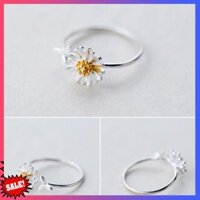 Nhẫn bạc 925 nữ cúc họa mi kèm lá dễ thương