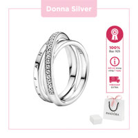 Nhẫn bạc 925 Pandora Crossover Pavé Triple Band Ring 8055 - Donna Silver