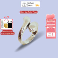 Nhẫn bạc 925 Tyche Wave thiết kế đơn giản oversize, phong cách Ritro thủ công dành cho cả nam và nữ TYCHE JEWELRY