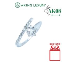 Nhẫn bạc AKING LUXURY AK08 cao cấp, Nhẫn bạc nữ ngôi sao nhiều màu thiết kế duyên dáng,trẻ trung, Nhẫn nữ mới nhất 2021