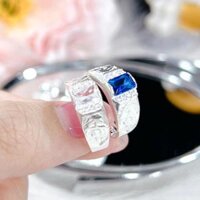 Nhẫn Bạc Bé Trai, Nhẫn Hột Màu Đai Rồng (Bạc 925)