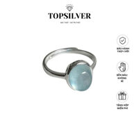 Nhẫn Bạc Chuẩn 925 Freesize TOPSILVER Xi Vàng Trắng Gắn Đá Aquamarine