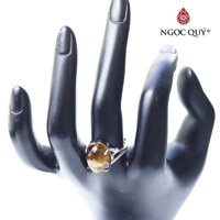 Nhẫn bạc đá thiên nhiên freesize- Ngọc Quý - Mắt hổ vàng nâu