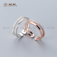 Nhẫn bạc đeo ngón cái nữ mặt đính đá cao cấp, hai mẫu xi và không xi