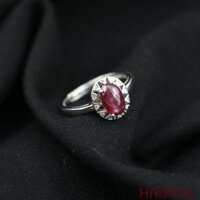 Nhẫn bạc đính đá Ruby sao 5x8mm