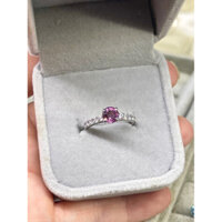 Nhẫn bạc đính đá Spinel thiên nhiên màu tím Hồng