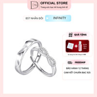 Nhẫn bạc đôi 925 Dế Bạc Infinity love xi vàng trắng freesize nhẫn đôi nam nữ - BN4196