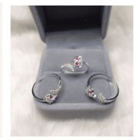 Nhẫn bạc hồ ly mắt đo·Lotus đính đá