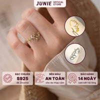 Nhẫn Bạc JUNIE Đính Đá Tạo Hình Chiếc Lá Tinh Xảo Độc Đáo R-LEAF