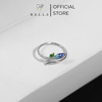 Nhẫn bạc lá đa sắc BELLE dáng freesize