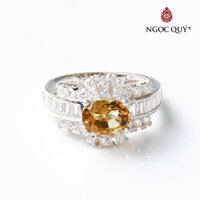 Nhẫn bạc mặt đá citrine thạch anh vàng mệnh thổ, kim - Ngọc Quý Gemstones - 16mm - 2